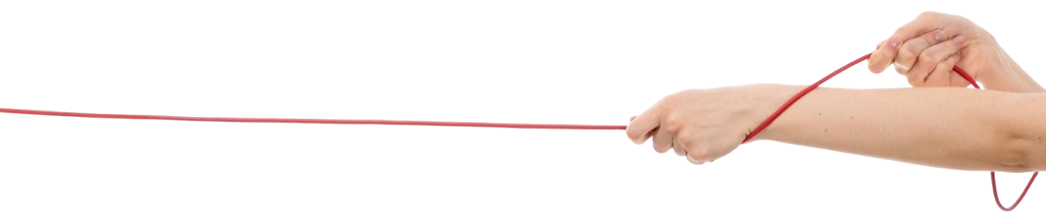 Two hands pulling connected strings symbolizing collaboration and connection in WP Services projects